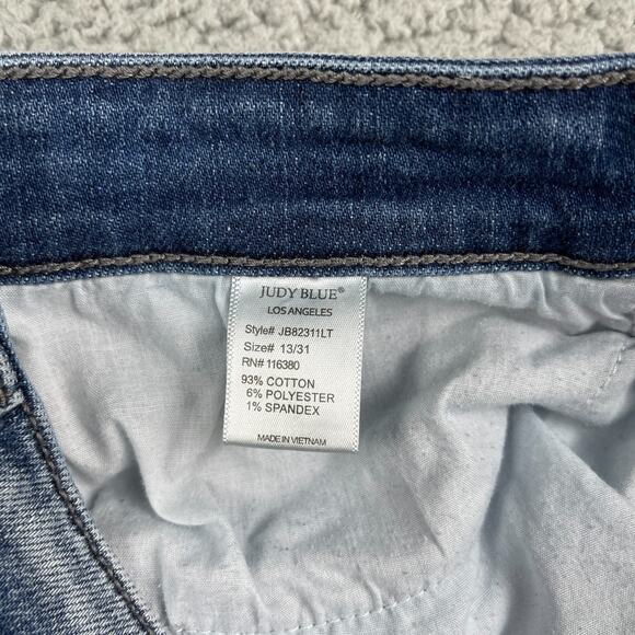 Judy Blue Skinny Fit Jeans 13/31 High-Rise Distressed Button Fly Frayed Hem - Picture 6 of 11